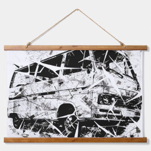 Städtische Straßenkunst Abstrakter zerbrochener Vi Wandteppich Mit Holzrahmen