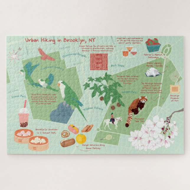 Städtische Wanderkarte von Brooklyn (Horizontal)