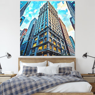 Städtische Wolkenkratzer Kunst Leinwanddruck