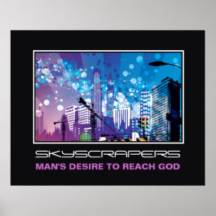 Städtische Wolkenkratzer motivierend Plakatdruck Poster