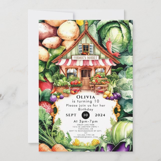 Städtischer Bauer Markt Geburtstag Einladung (Vorderseite)