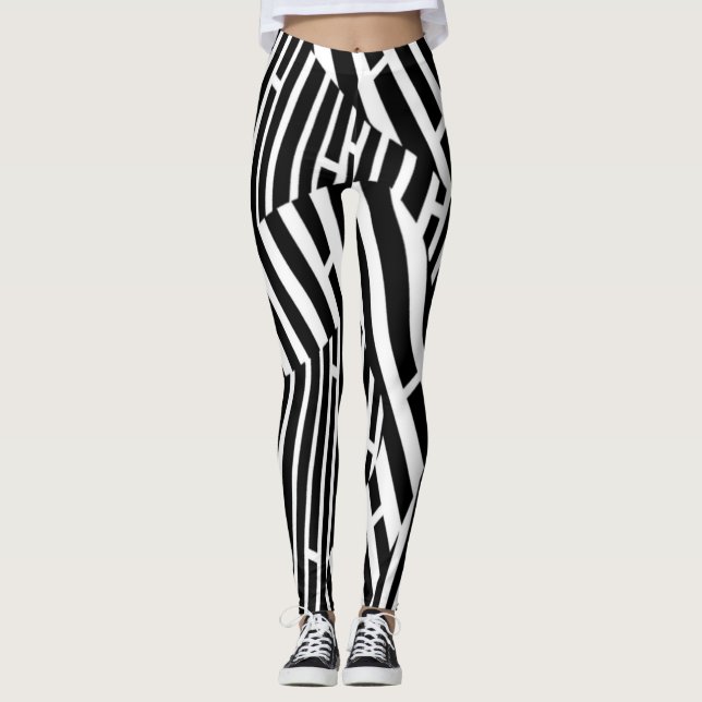 Städtischer ElementB&W abstrakter Zebra Stripes Leggings (Vorderseite)