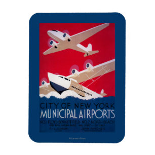 Städtischer Flughafen-Vintages Plakat New York Magnet