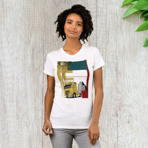 Städtischer gelber Sattelzug Stadt-Skyline T-Shirt