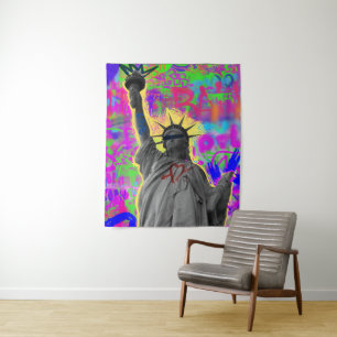 Städtischer Neon-Liberty-Graffiti-Wandteppich Wandteppich
