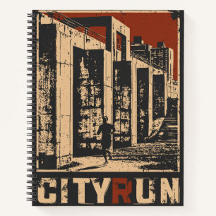 Städtischer Runner Cyberpunk City Design Notizbuch