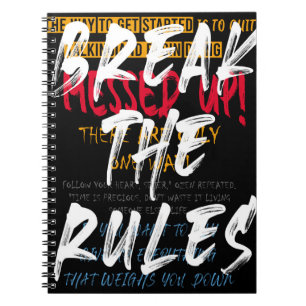 Städtischer Straßenstil Break the rules Slogan pri Notizblock