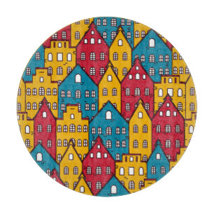 Städtisches Abstrakt: Vintage-Stadtmuster Schneidebrett