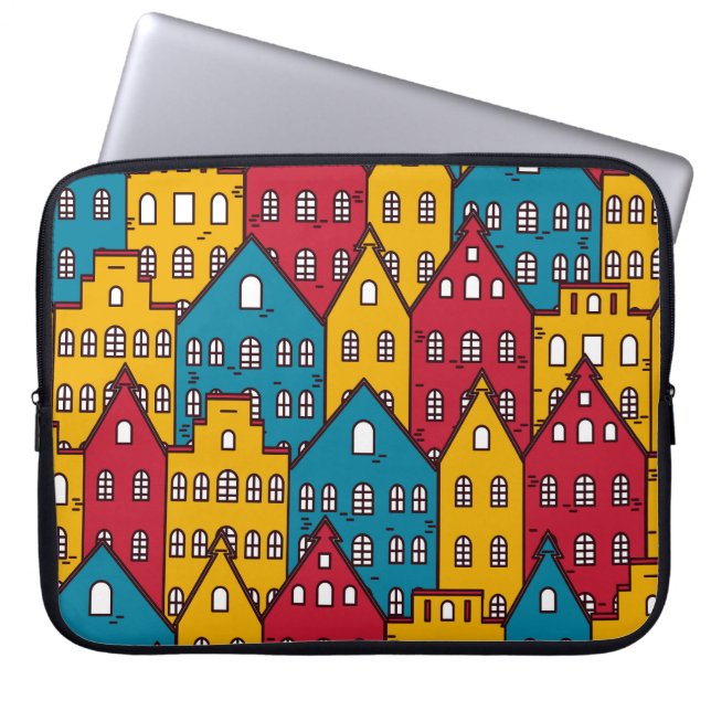 Städtisches abstrakt: Vintages Stadtbild Laptopschutzhülle (Vorderseite)