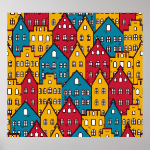 Städtisches abstrakt: Vintages Stadtbild Poster