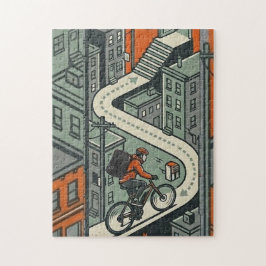Städtisches Fahrradkurier-Stadt-Puzzle