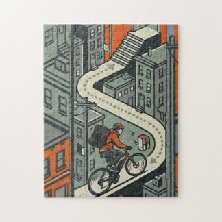 Städtisches Fahrradkurier-Stadt-Puzzle