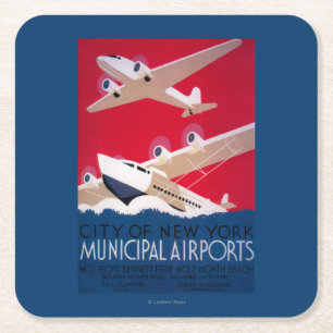 Städtisches Flughafen-Flugblatt New York City Rechteckiger Pappuntersetzer