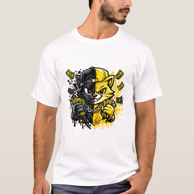 Städtisches Graffiti-Katze-Design  T-Shirt (Vorderseite)