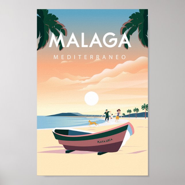 Städtisches Reiseplakat von Malaga Poster (Vorne)