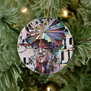 Städtisches Straßenkunst-Frauenporträt Keramik-Orn Keramik Ornament