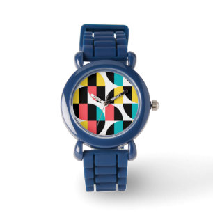 Städtisches, trendiges, buntes, modernes grafisch armbanduhr