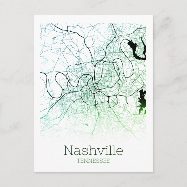 Stadtkarte Nashville Postkarte (Vorderseite)