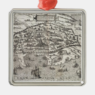 Stadtkarte von Alexandria in Ägypten, c.1625 Silbernes Ornament