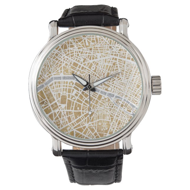 Stadtkarte von Gilded Paris Armbanduhr (Vorderseite)