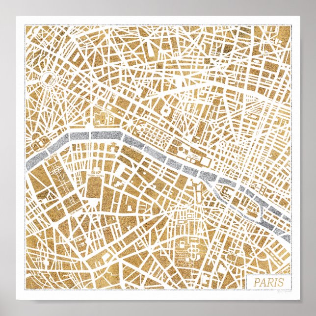 Stadtkarte von Gilded Paris Poster (Vorne)