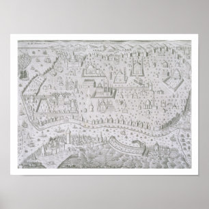 Stadtkarte von Konstantinopele, die Türkei, c.165 Poster
