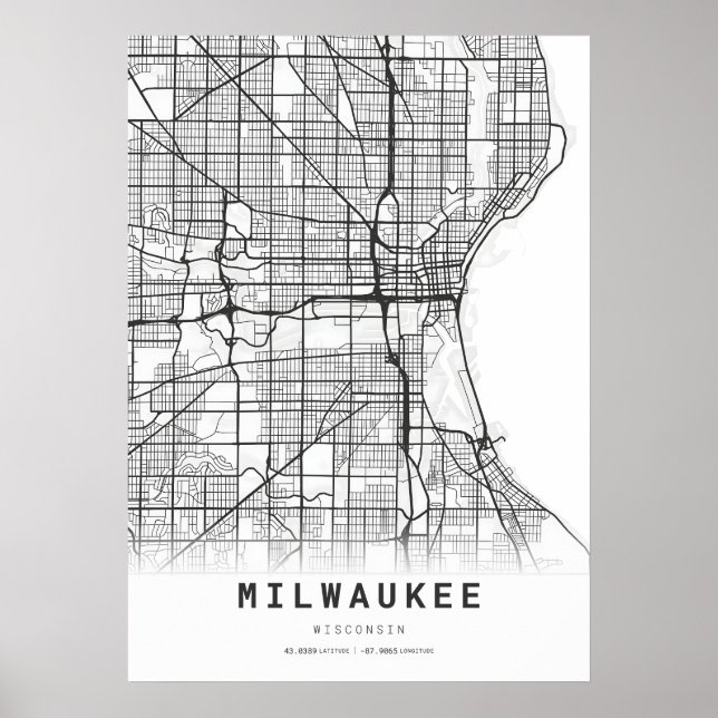 Stadtkarte von Milwaukee Poster (Vorne)