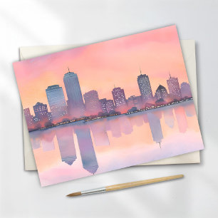 Stadtlandschaft beim Pastell-Sonnenuntergang   Aqu Postkarte