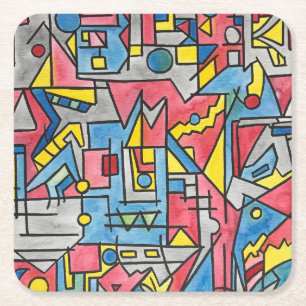 Stadtlandschaft-Moderne Bauhaus-Geometrische Kunst Rechteckiger Pappuntersetzer