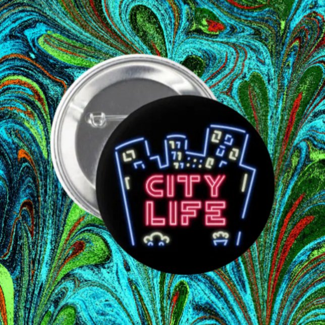 Stadtleben Neon-Nächte Knopf – Urbane Skyline Glow Button (Von Creator hochgeladen)
