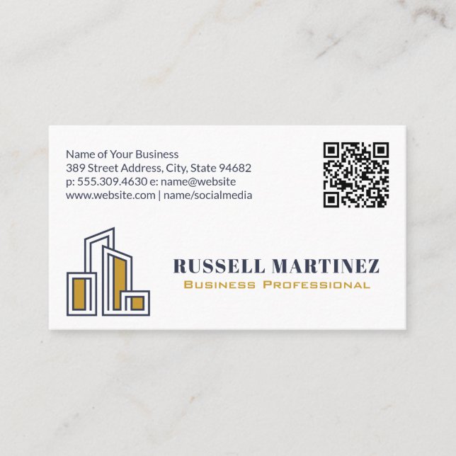 Stadtlogo | Real Anwesen | QR Code Business Card Visitenkarte (Vorderseite)