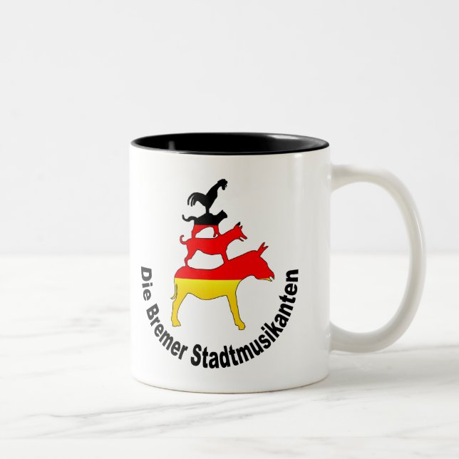 Stadtmusiker von Bremen Zweifarbige Tasse (Rechts)