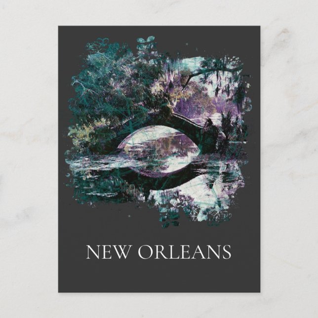 *~* Stadtpark New Orleans - Bridge Malerei Postkarte (Vorderseite)