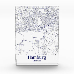 Stadtplan Hamburg - Deutschland - Akrylblock Fotoblock