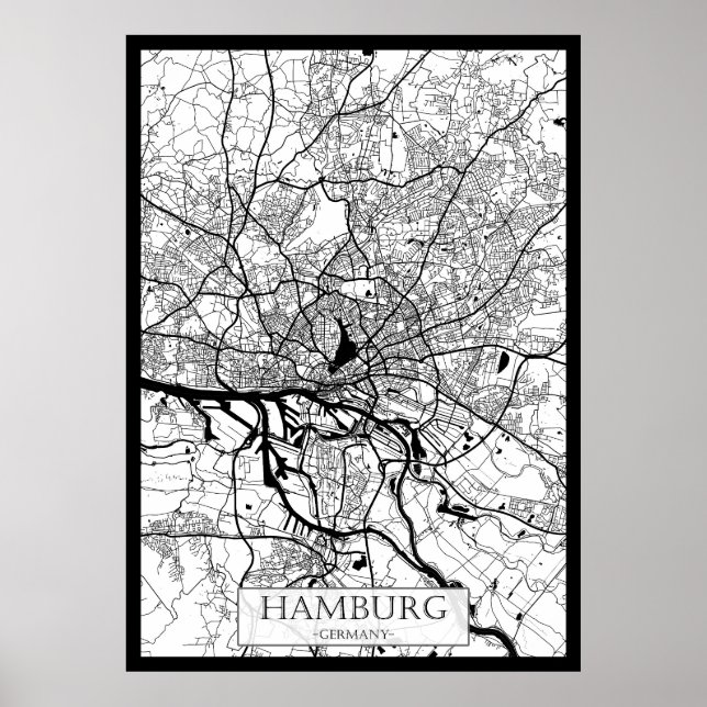 Stadtplan Hamburg Deutschland Poster (Vorne)