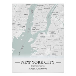 Stadtplan im klassischen Stil von New York City, U Poster