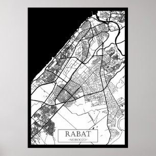 Stadtplan Rabat Marokko Poster
