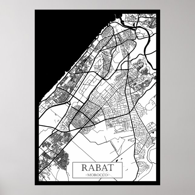 Stadtplan Rabat Marokko Poster (Vorne)