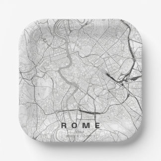 Stadtplan Rom Italien Minimales Design Pappteller