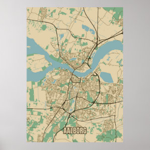 Stadtplan von Aalborg, Dänemark Poster