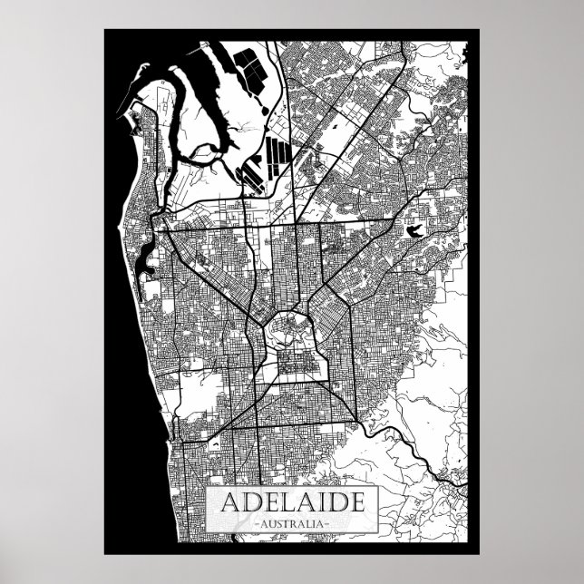 Stadtplan von Adelaide Australien Poster (Vorne)