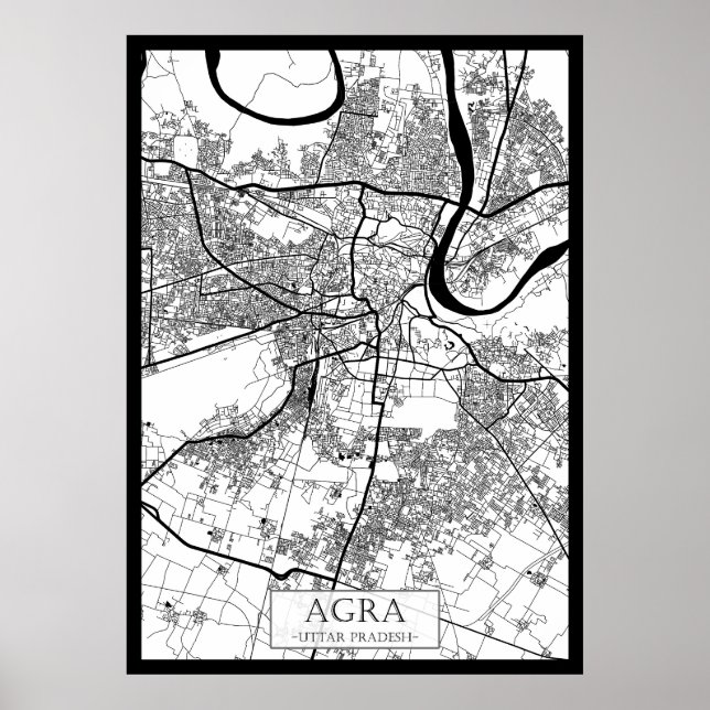 Stadtplan von Agra Uttar Pradesh Poster (Vorne)