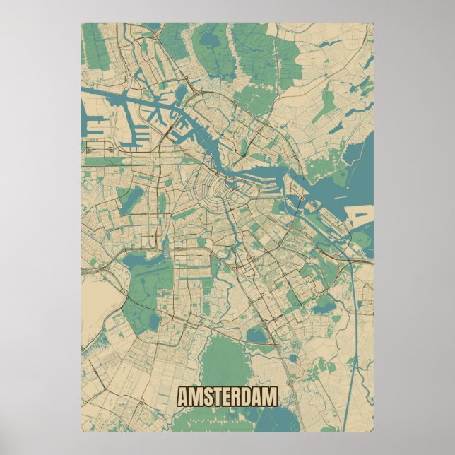 Stadtplan von Amsterdam Poster (Vorne)