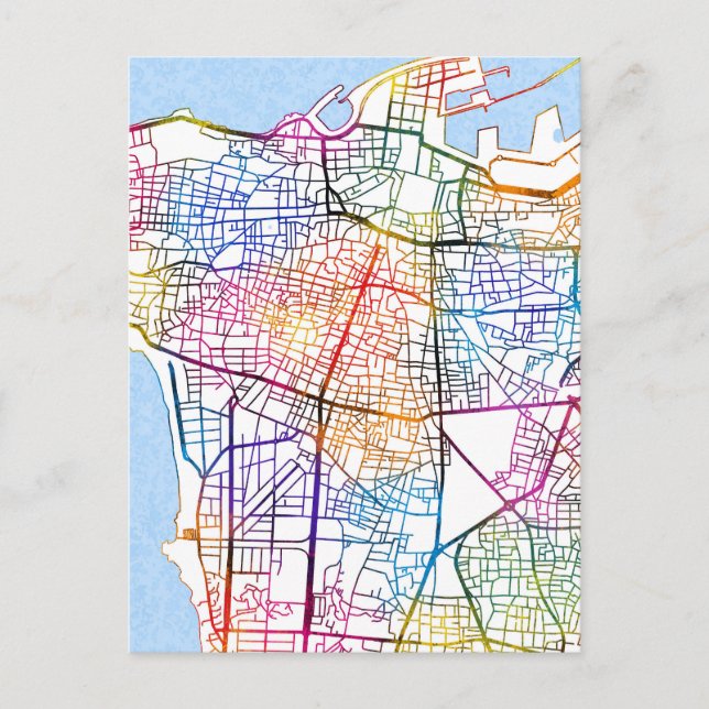Stadtplan von Beirut Postkarte (Vorderseite)