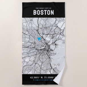 Stadtplan von Boston + Ihre individuelle Lage Strandtuch