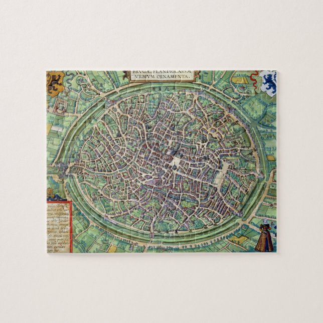 Stadtplan von Brügge, von 'Civitates Orbis Terraru (Horizontal)