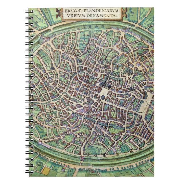Stadtplan von Brügge, von 'Civitates Orbis Terraru Notizblock (Vorderseite)