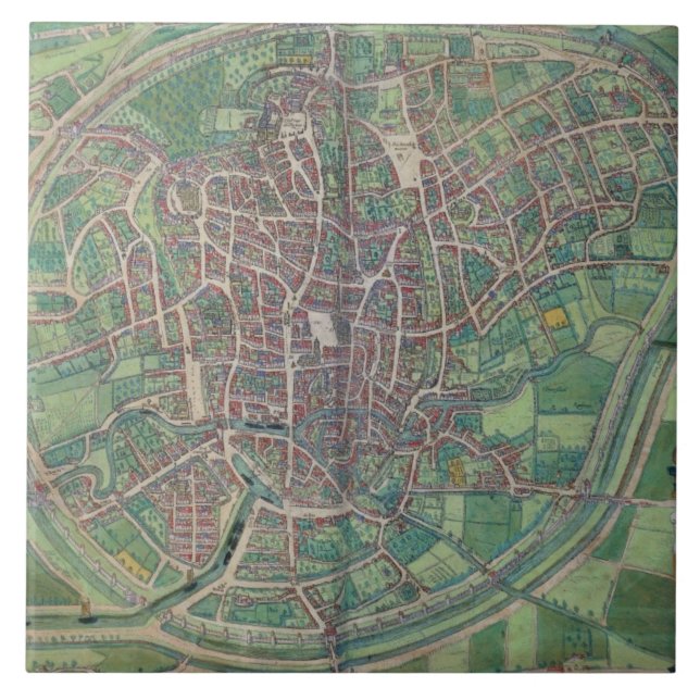 Stadtplan von Brüssel, von 'Civitates Orbis Terra Fliese (Vorderseite)
