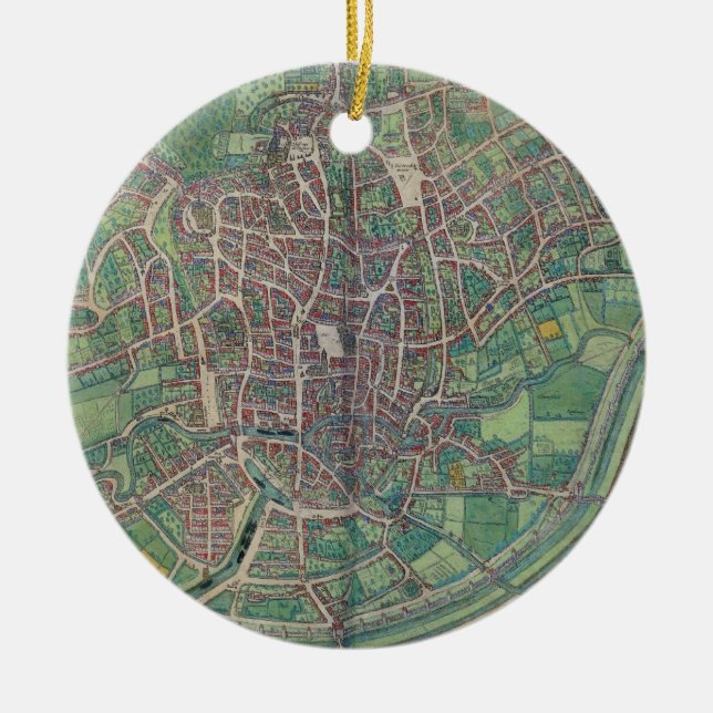 Stadtplan von Brüssel, von 'Civitates Orbis Terra Keramikornament (Vorne)