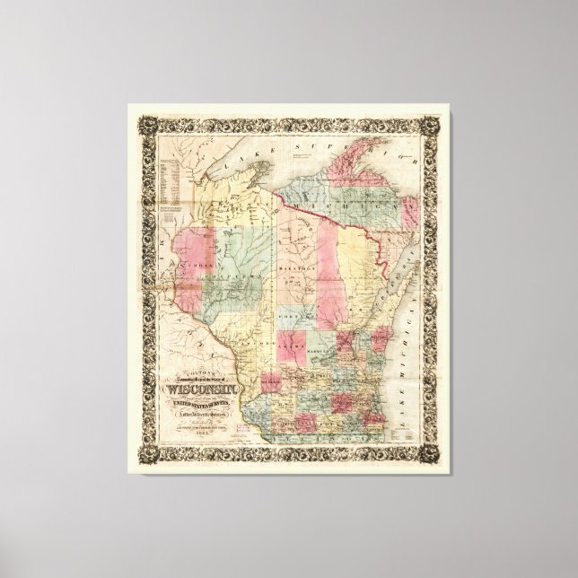 Stadtplan von Colton in Wisconsin (1851) Leinwanddruck (Vorderseite)